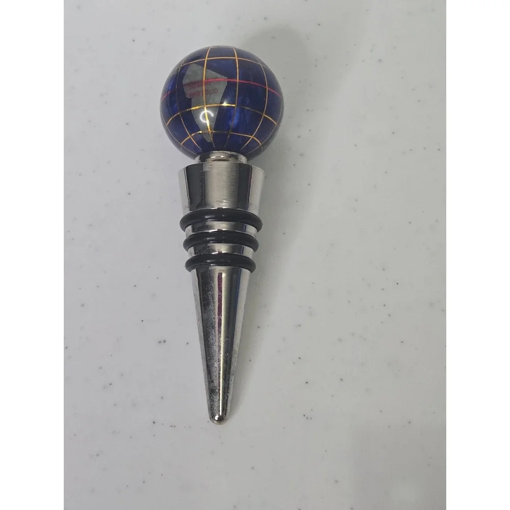 Unbranded Wine Stopper Blue Gemstone Lapis Globe Silver‎ Tone Metal